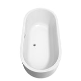 Juliette 67 Inch Freestanding Bathtub in White with Polished Chrome Drain and Overflow Trim