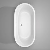 Juliette 67 Inch Freestanding Bathtub in White with Polished Chrome Drain and Overflow Trim