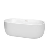 Wyndham Collection - Juliette 67 Inch Freestanding Bathtub in White with Brushed Nickel Drain and Overflow Trim - White With Brushed Nickel