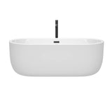 Juliette 67 Inch Freestanding Bathtub in White with Floor Mounted Faucet, Drain and Overflow Trim in Matte Black