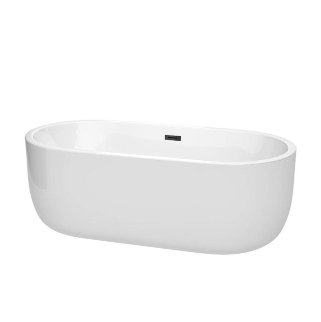 Wyndham Collection - Juliette 67 Inch Freestanding Bathtub in White with Matte Black Drain and Overflow Trim