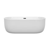 Juliette 67 Inch Freestanding Bathtub in White with Matte Black Drain and Overflow Trim