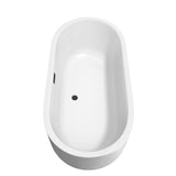 Juliette 67 Inch Freestanding Bathtub in White with Floor Mounted Faucet, Drain and Overflow Trim in Matte Black