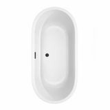 Juliette 67 Inch Freestanding Bathtub in White with Floor Mounted Faucet, Drain and Overflow Trim in Matte Black