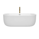Juliette 67 Inch Freestanding Bathtub in White with Polished Chrome Trim and Floor Mounted Faucet in Brushed Gold