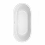 Juliette 67 Inch Freestanding Bathtub in White with Shiny White Trim and Floor Mounted Faucet in Brushed Gold