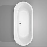Juliette 71 Inch Freestanding Bathtub in White with Polished Chrome Drain and Overflow Trim