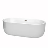 Wyndham Collection - Juliette 71 Inch Freestanding Bathtub in White with Brushed Nickel Drain and Overflow Trim - White With Brushed Nickel