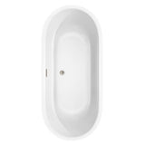 Juliette 71 Inch Freestanding Bathtub in White with Floor Mounted Faucet, Drain and Overflow Trim in Brushed Nickel