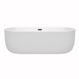 Juliette 71 Inch Freestanding Bathtub in White with Matte Black Drain and Overflow Trim