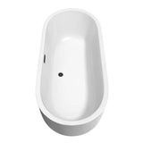 Juliette 71 Inch Freestanding Bathtub in White with Floor Mounted Faucet, Drain and Overflow Trim in Matte Black