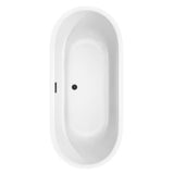 Juliette 71 Inch Freestanding Bathtub in White with Floor Mounted Faucet, Drain and Overflow Trim in Matte Black