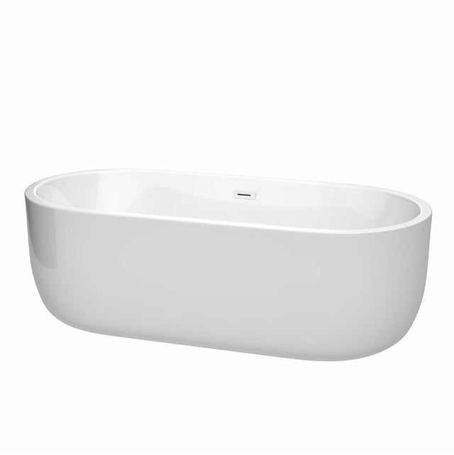 Wyndham Collection - Juliette 71 Inch Freestanding Bathtub in White with Shiny White Drain and Overflow Trim