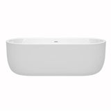 Juliette 71 Inch Freestanding Bathtub in White with Shiny White Drain and Overflow Trim