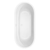Juliette 71 Inch Freestanding Bathtub in White with Shiny White Trim and Floor Mounted Faucet in Brushed Gold