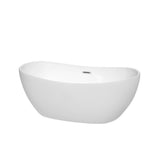 Wyndham Collection - Rebecca 60 Inch Freestanding Bathtub in White with Polished Chrome Drain and Overflow Trim - White With Polished Chrome