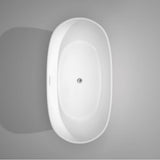 Rebecca 60 Inch Freestanding Bathtub in White with Polished Chrome Drain and Overflow Trim