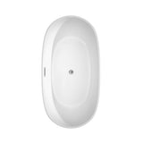 Rebecca 60 Inch Freestanding Bathtub in White with Polished Chrome Trim and Floor Mounted Faucet in Brushed Gold
