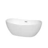 Wyndham Collection - Rebecca 60 Inch Freestanding Bathtub in White with Brushed Nickel Drain and Overflow Trim - White With Brushed Nickel