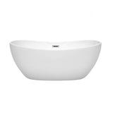 Rebecca 60 Inch Freestanding Bathtub in White with Polished Chrome Drain and Overflow Trim