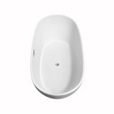 Rebecca 60 Inch Freestanding Bathtub in White with Polished Chrome Drain and Overflow Trim