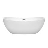 Rebecca 65 Inch Freestanding Bathtub in White with Polished Chrome Drain and Overflow Trim