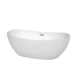 Wyndham Collection - Rebecca 65 Inch Freestanding Bathtub in White with Brushed Nickel Drain and Overflow Trim - White With Brushed Nickel