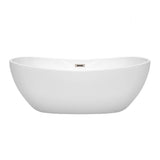 Rebecca 65 Inch Freestanding Bathtub in White with Polished Chrome Drain and Overflow Trim