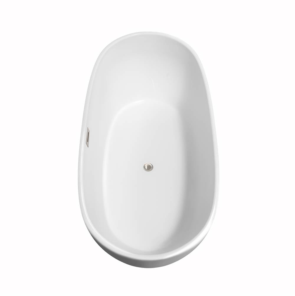 Rebecca 65 Inch Freestanding Bathtub in White with Polished Chrome Drain and Overflow Trim