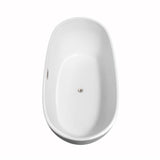 Rebecca 65 Inch Freestanding Bathtub in White with Polished Chrome Drain and Overflow Trim