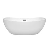 Rebecca 65 Inch Freestanding Bathtub in White with Matte Black Drain and Overflow Trim