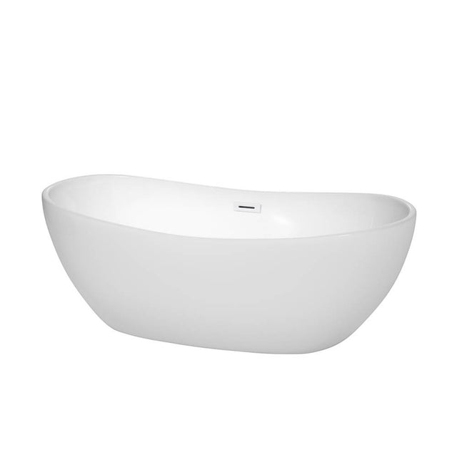 Wyndham Collection - Rebecca 65 Inch Freestanding Bathtub in White with Shiny White Drain and Overflow Trim
