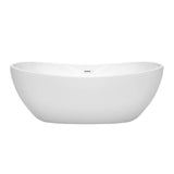Rebecca 65 Inch Freestanding Bathtub in White with Shiny White Drain and Overflow Trim