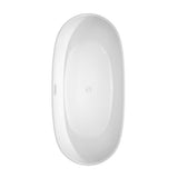 Rebecca 65 Inch Freestanding Bathtub in White with Shiny White Drain and Overflow Trim