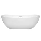 Rebecca 70 Inch Freestanding Bathtub in White with Polished Chrome Drain and Overflow Trim