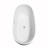Rebecca 70 Inch Freestanding Bathtub in White with Polished Chrome Trim and Floor Mounted Faucet in Brushed Gold