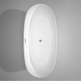 Rebecca 70 Inch Freestanding Bathtub in White with Polished Chrome Drain and Overflow Trim