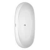 Rebecca 70 Inch Freestanding Bathtub in White with Polished Chrome Drain and Overflow Trim