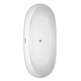 Rebecca 70 Inch Freestanding Bathtub in White with Polished Chrome Drain and Overflow Trim