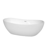 Wyndham Collection - Rebecca 70 Inch Freestanding Bathtub in White with Shiny White Drain and Overflow Trim