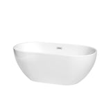 Wyndham Collection - Brooklyn 60 Inch Freestanding Bathtub in White with Polished Chrome Drain and Overflow Trim