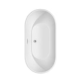 Brooklyn 60 Inch Freestanding Bathtub in White with Floor Mounted Faucet, Drain and Overflow Trim in Polished Chrome