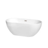 Wyndham Collection - Brooklyn 60 Inch Freestanding Bathtub in White with Brushed Nickel Drain and Overflow Trim