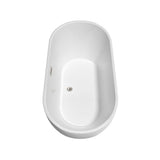 Brooklyn 60 Inch Freestanding Bathtub in White with Floor Mounted Faucet, Drain and Overflow Trim in Brushed Nickel