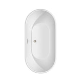 Brooklyn 60 Inch Freestanding Bathtub in White with Floor Mounted Faucet, Drain and Overflow Trim in Brushed Nickel