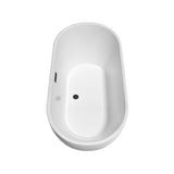 Brooklyn 60 Inch Freestanding Bathtub in White with Floor Mounted Faucet, Drain and Overflow Trim in Matte Black