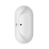Brooklyn 60 Inch Freestanding Bathtub in White with Floor Mounted Faucet, Drain and Overflow Trim in Matte Black