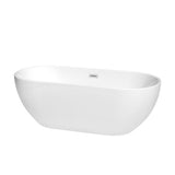Wyndham Collection - Brooklyn 67 Inch Freestanding Bathtub in White with Polished Chrome Drain and Overflow Trim