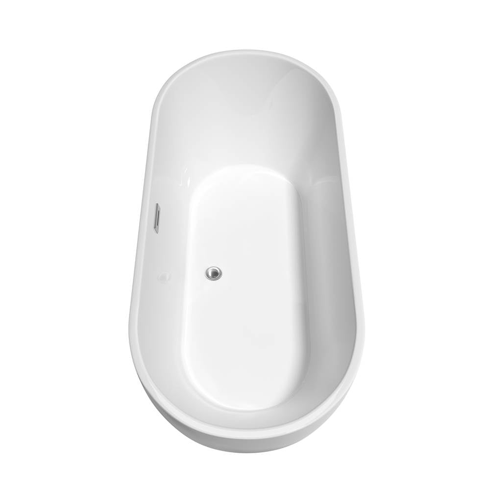 Brooklyn 67 Inch Freestanding Bathtub in White with Polished Chrome Drain and Overflow Trim
