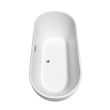Brooklyn 67 Inch Freestanding Bathtub in White with Floor Mounted Faucet, Drain and Overflow Trim in Polished Chrome